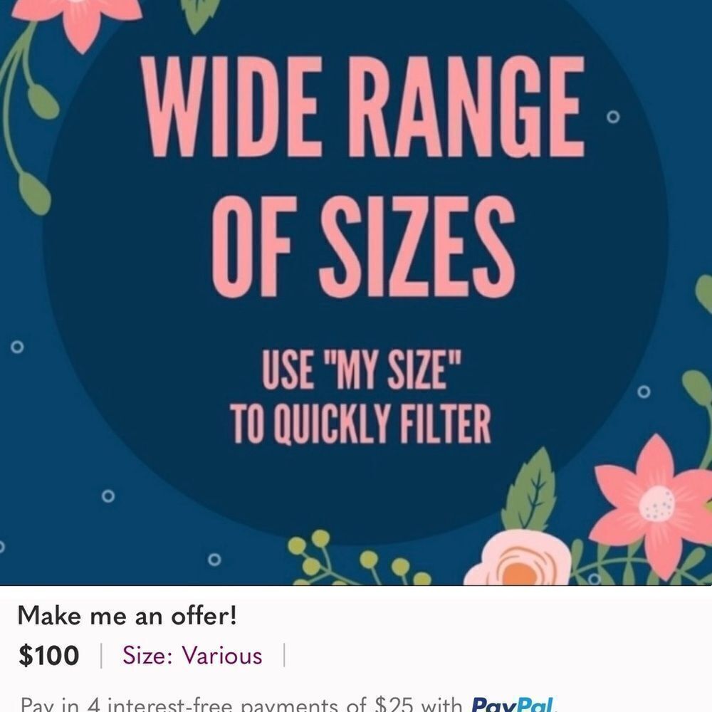 I offer‎ Sizes XS-4X! Use Size Filter to filter al YOUR SIZE!!